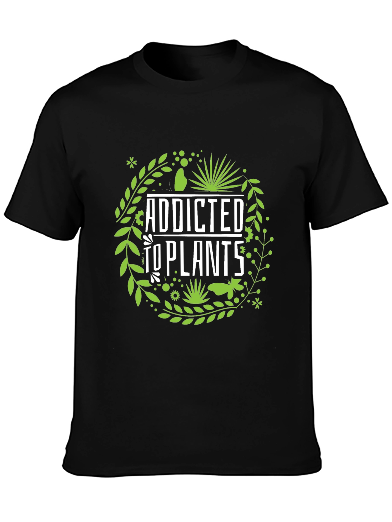 Addicted to Plants Graphic Tee - Black Cotton T-Shirt