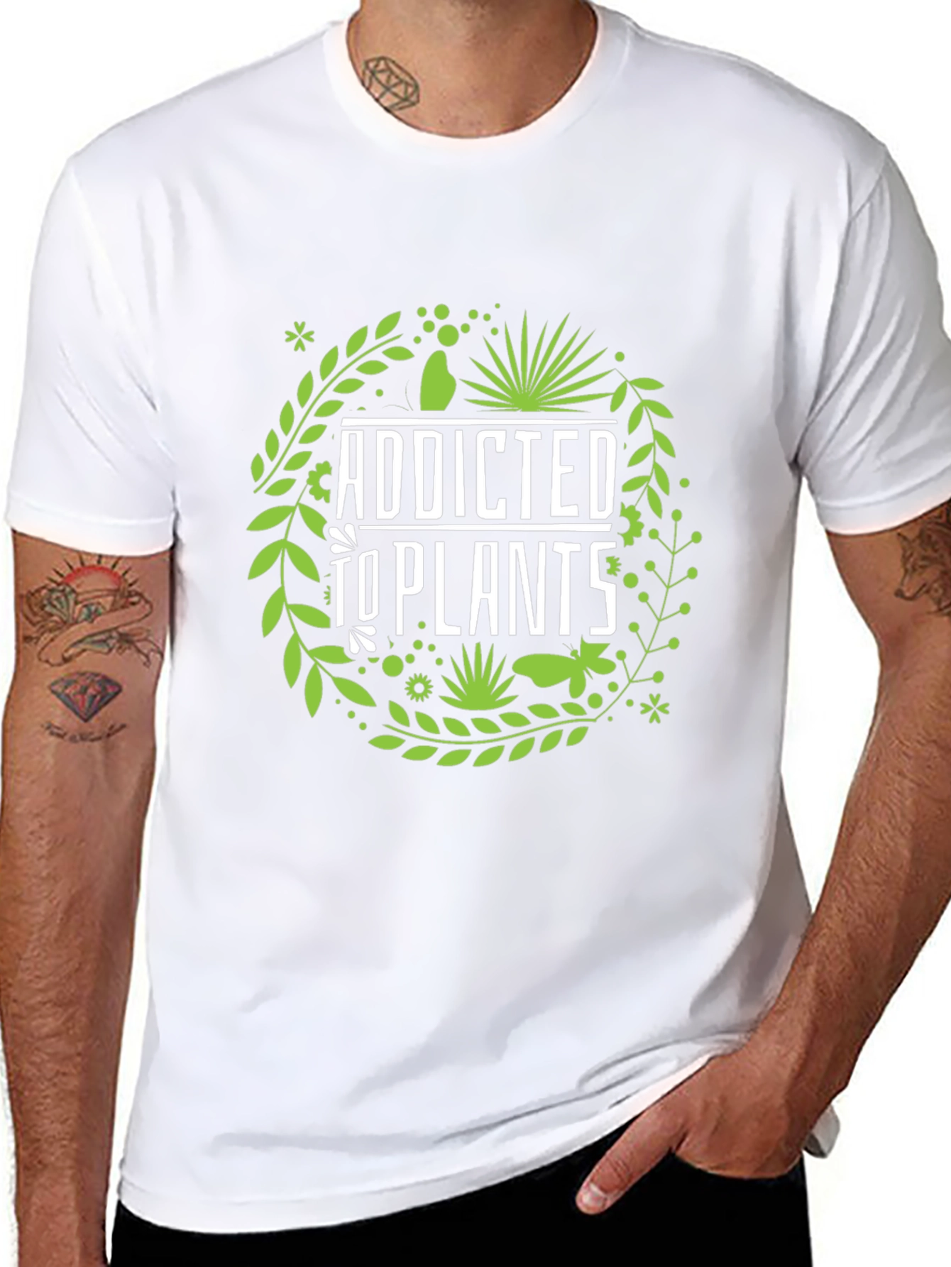 Addicted to Plants Graphic Tee - Black Cotton T-Shirt