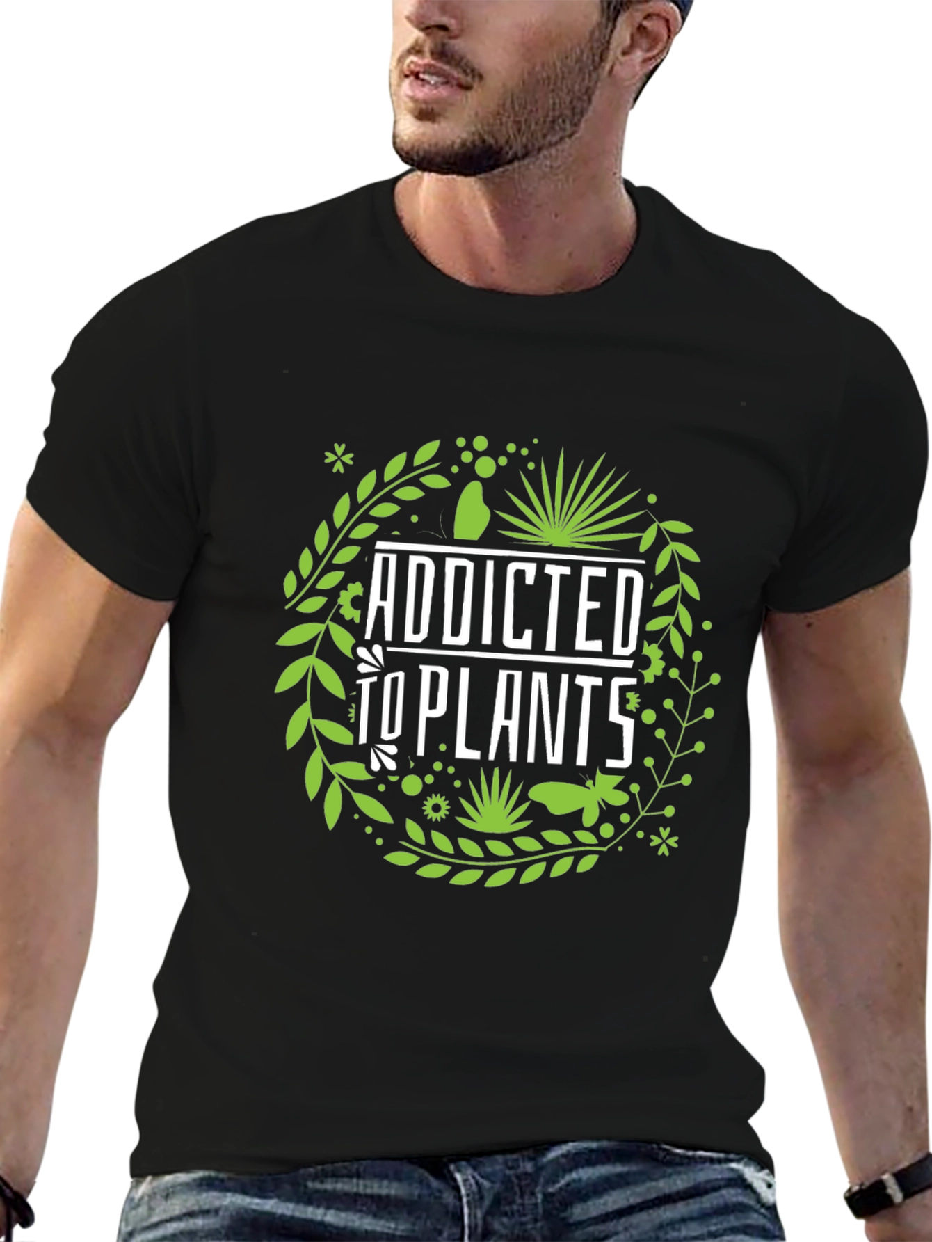 Addicted to Plants Graphic Tee - Black Cotton T-Shirt
