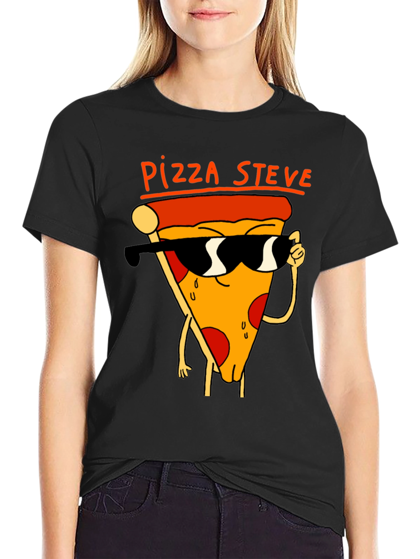 Pizza Steve Black T-Shirt