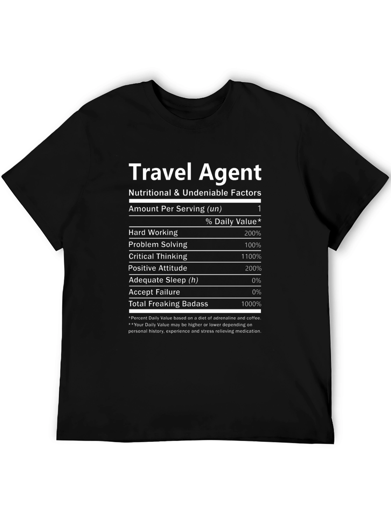 Travel Agent Nutritional Facts T-Shirt