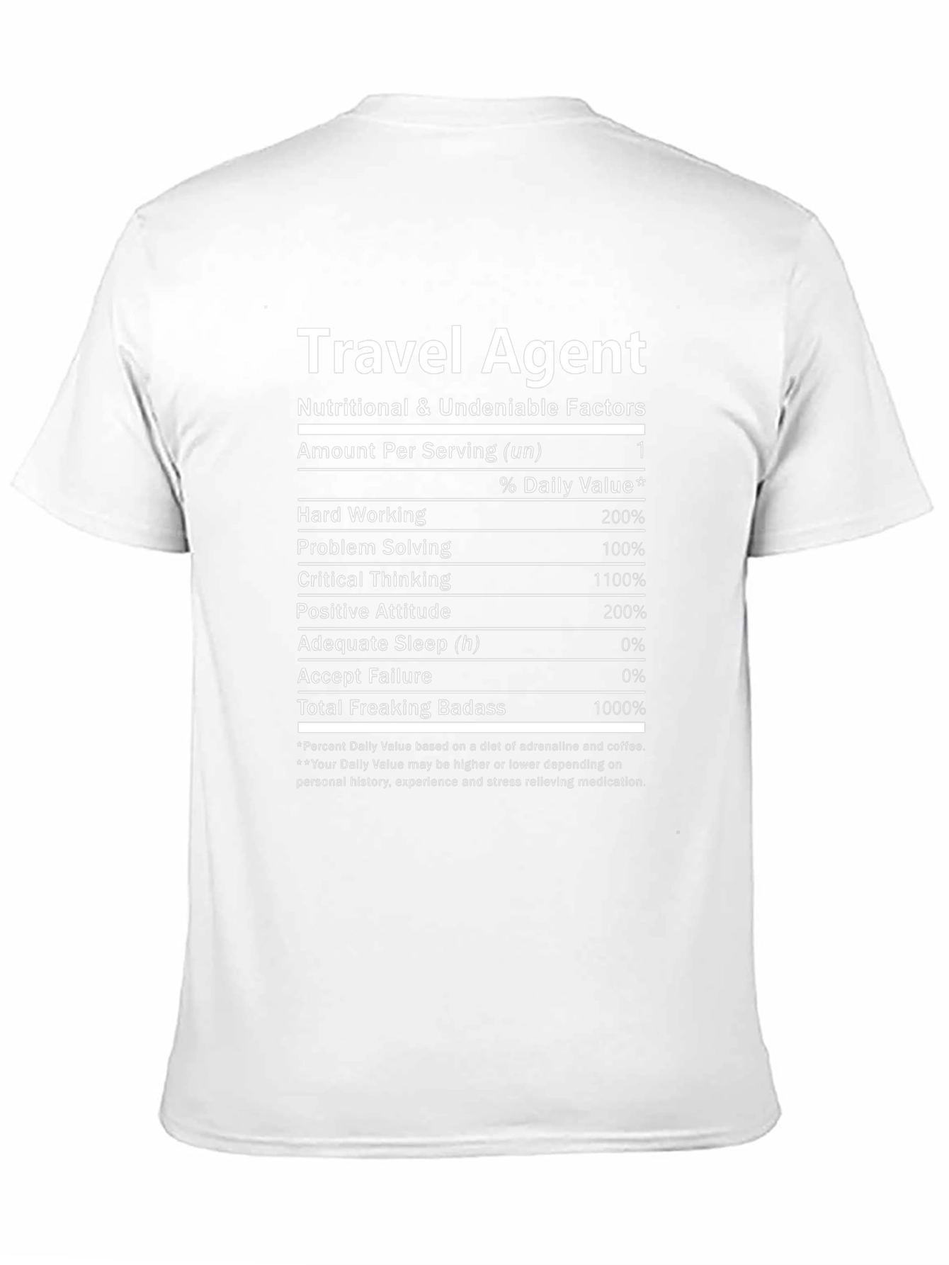Travel Agent Nutritional Facts T-Shirt
