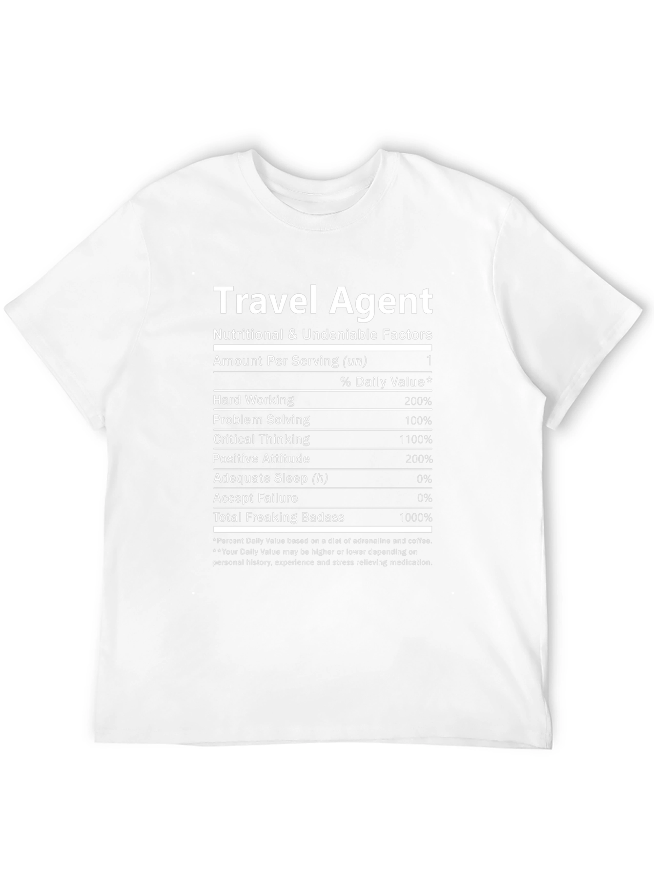 Travel Agent Nutritional Facts T-Shirt