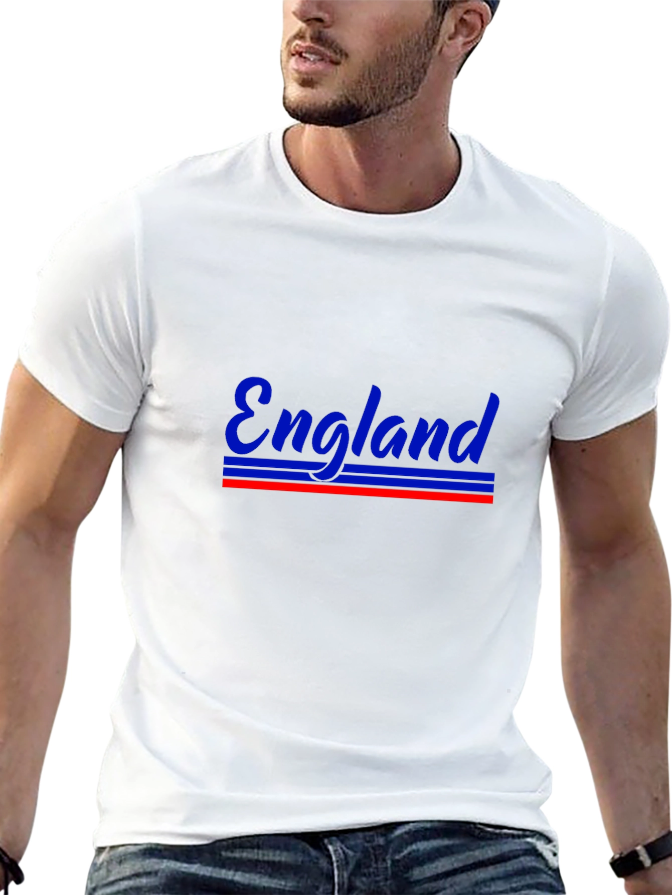 England T-Shirt: Stylish Blue & Red Design