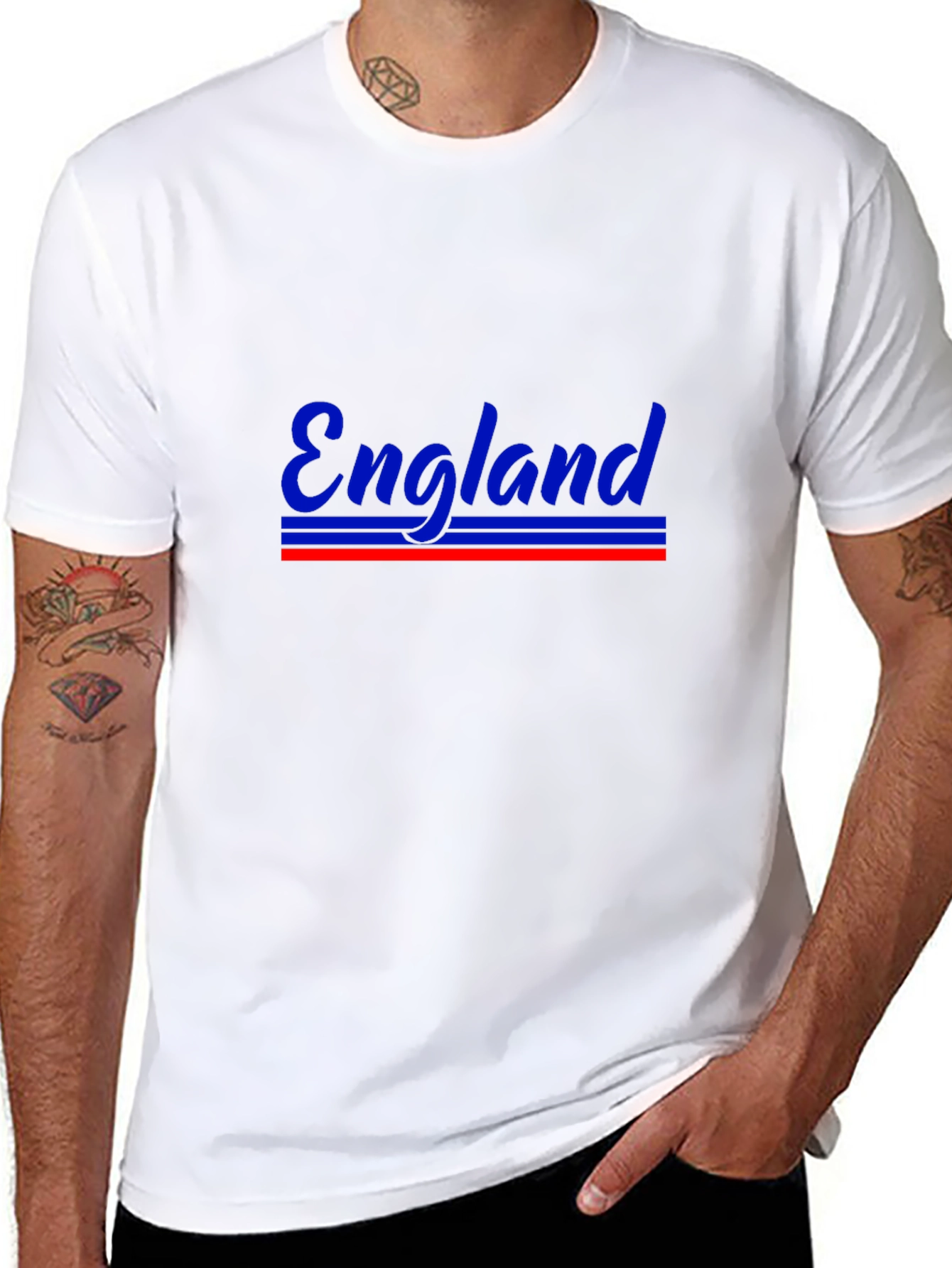 England T-Shirt: Stylish Blue & Red Design