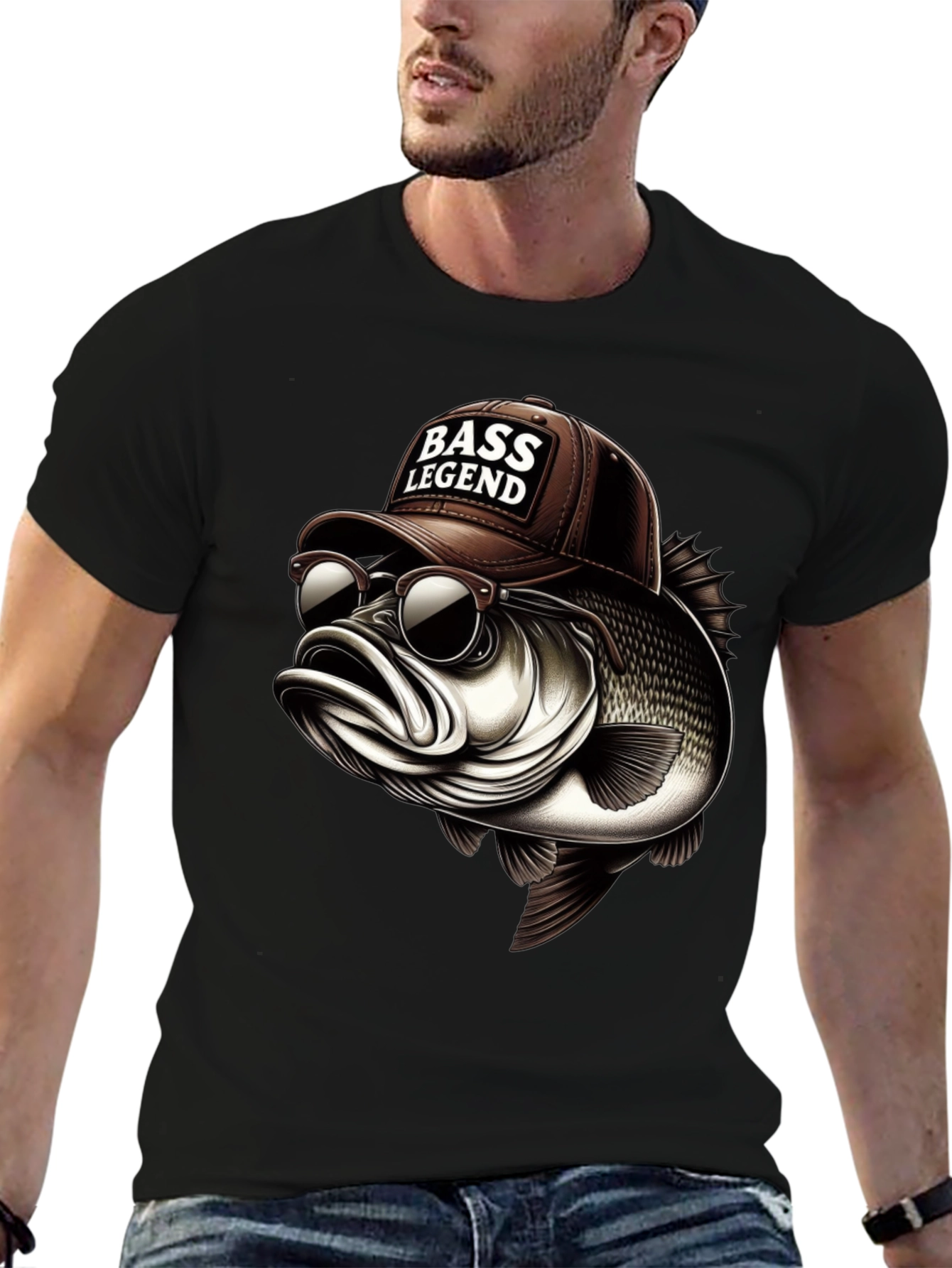 Bass Legend Graphic Tee - Cool Fishing Shirt
