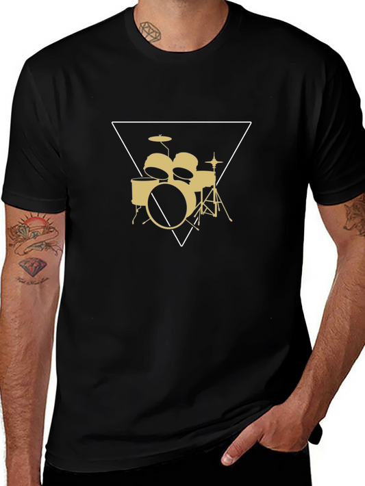 Drum Set Graphic Tee - Band Musician T-Shirt