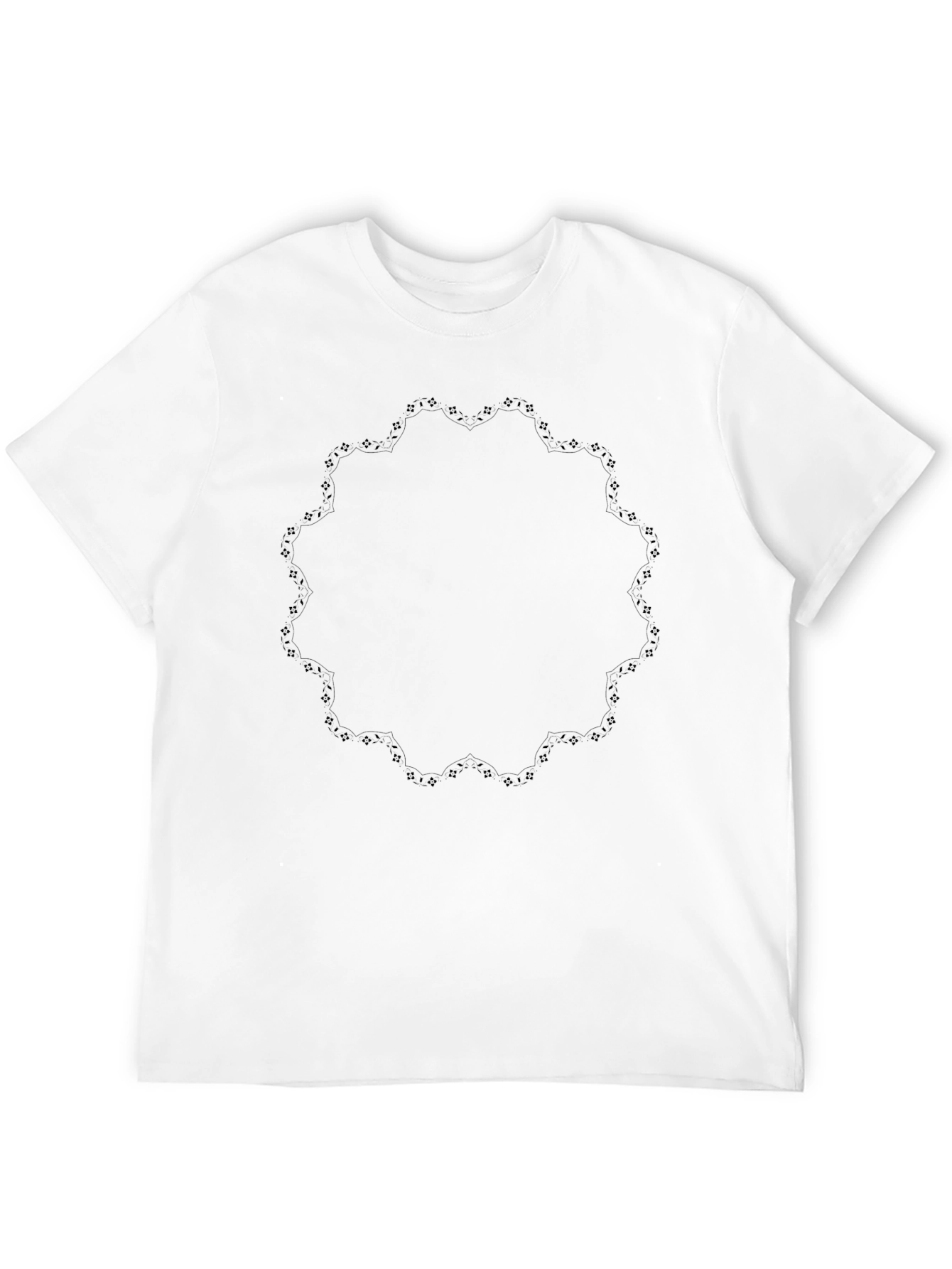 Mens Black T-Shirt with Subtle Ornamental Circle Design