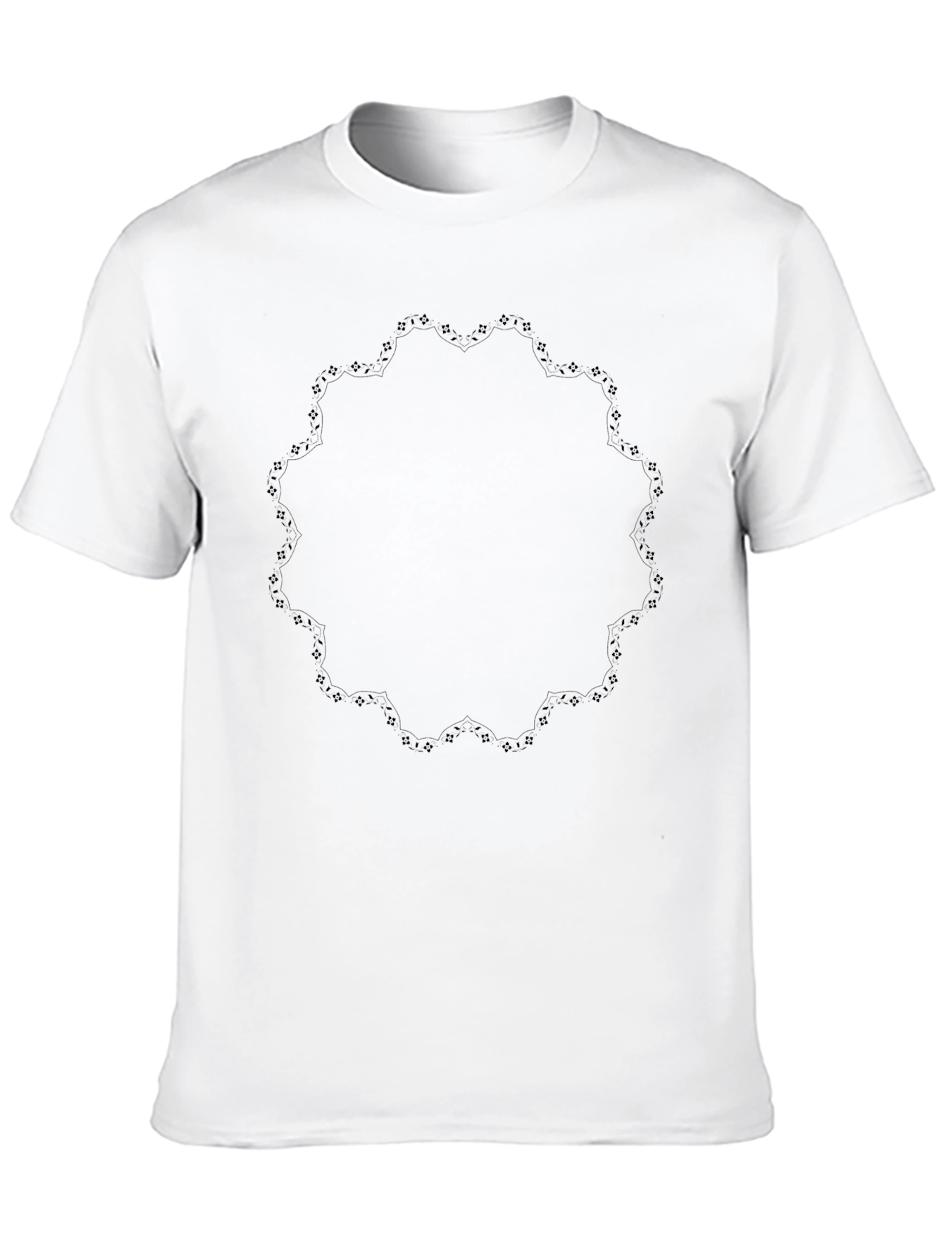 Mens Black T-Shirt with Subtle Ornamental Circle Design