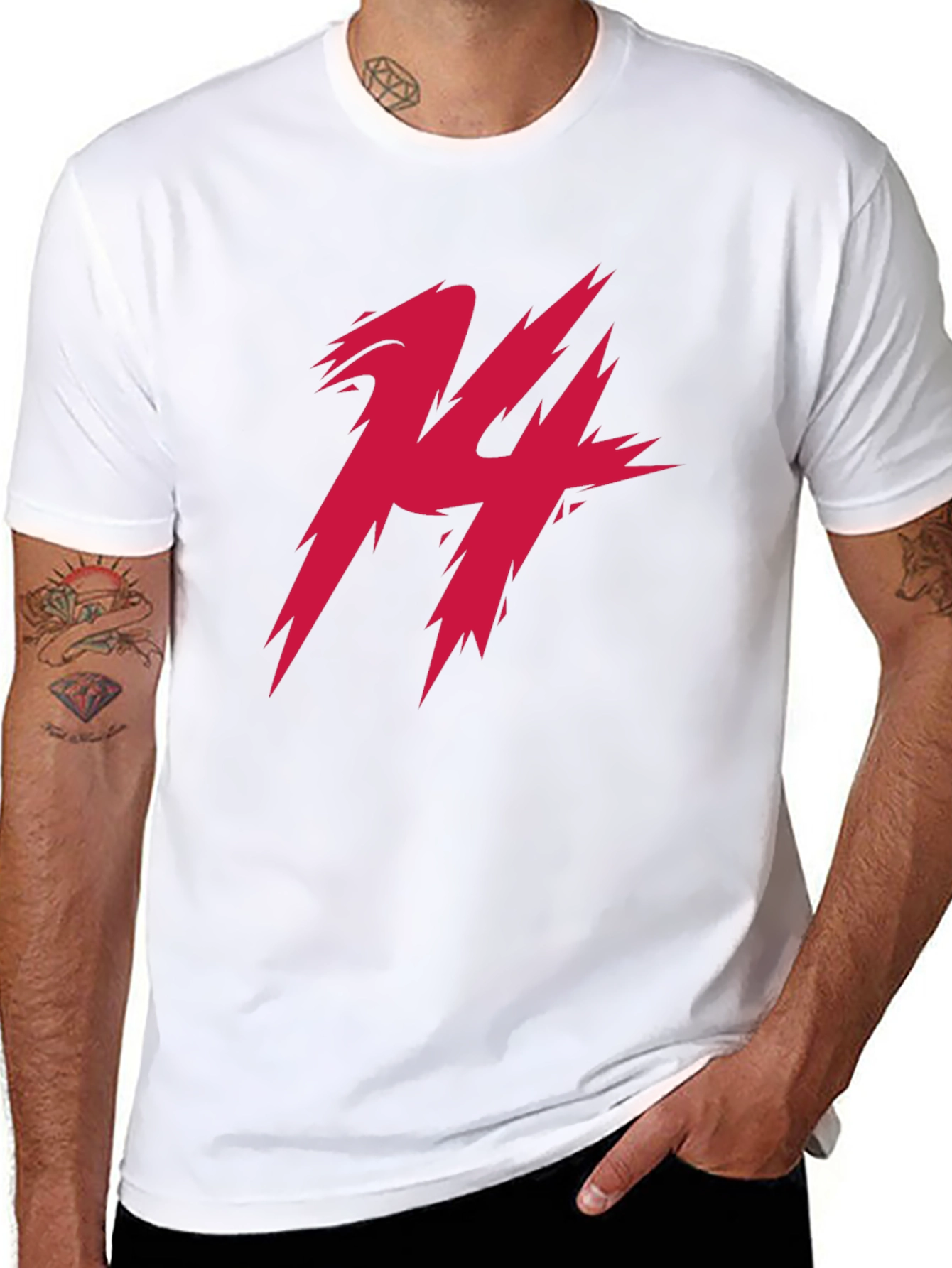 Edgy Red 14 Graphic Print Black Tee