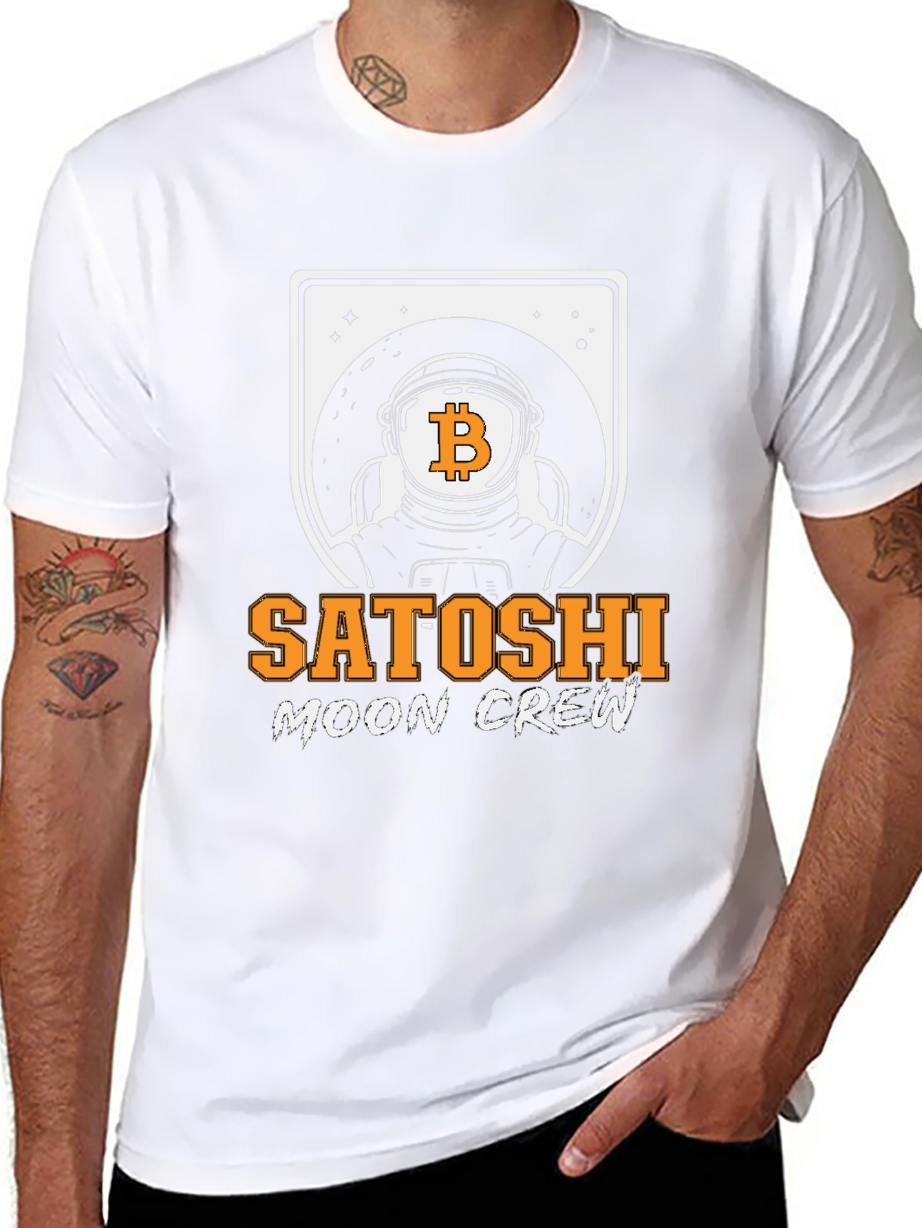 Satoshi Moon Crew Graphic T-Shirt Crypto Astronaut Tee