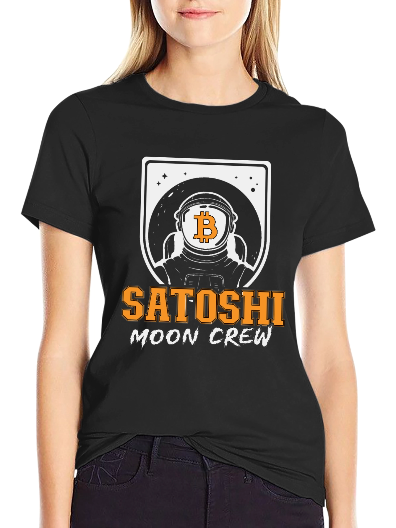 Satoshi Moon Crew Graphic T-Shirt Crypto Astronaut Tee