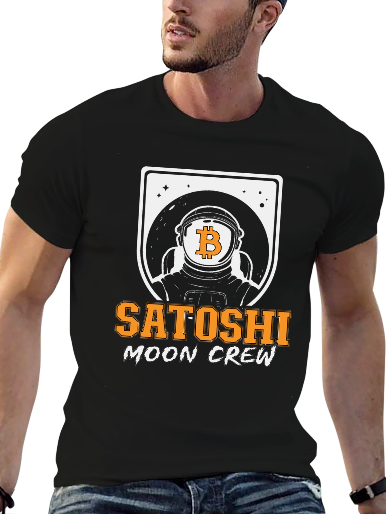 Satoshi Moon Crew Graphic T-Shirt Crypto Astronaut Tee
