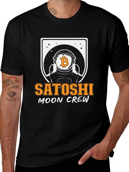 Satoshi Moon Crew Graphic T-Shirt Crypto Astronaut Tee