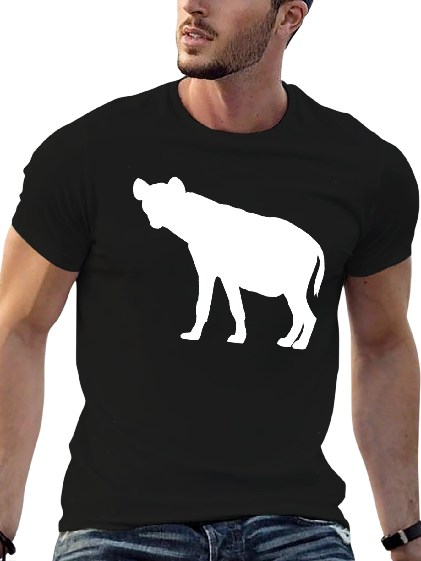 Hyena Silhouette Graphic Tee - Cool Animal Print
