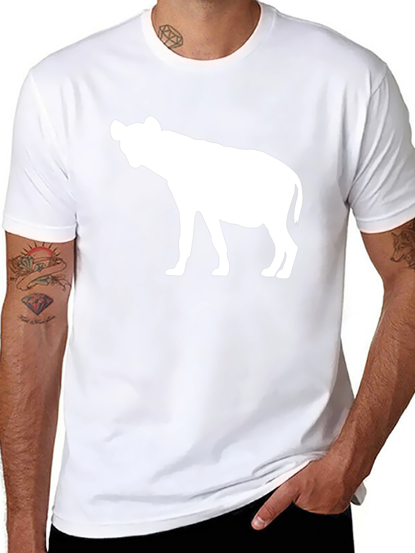 Hyena Silhouette Graphic Tee - Cool Animal Print