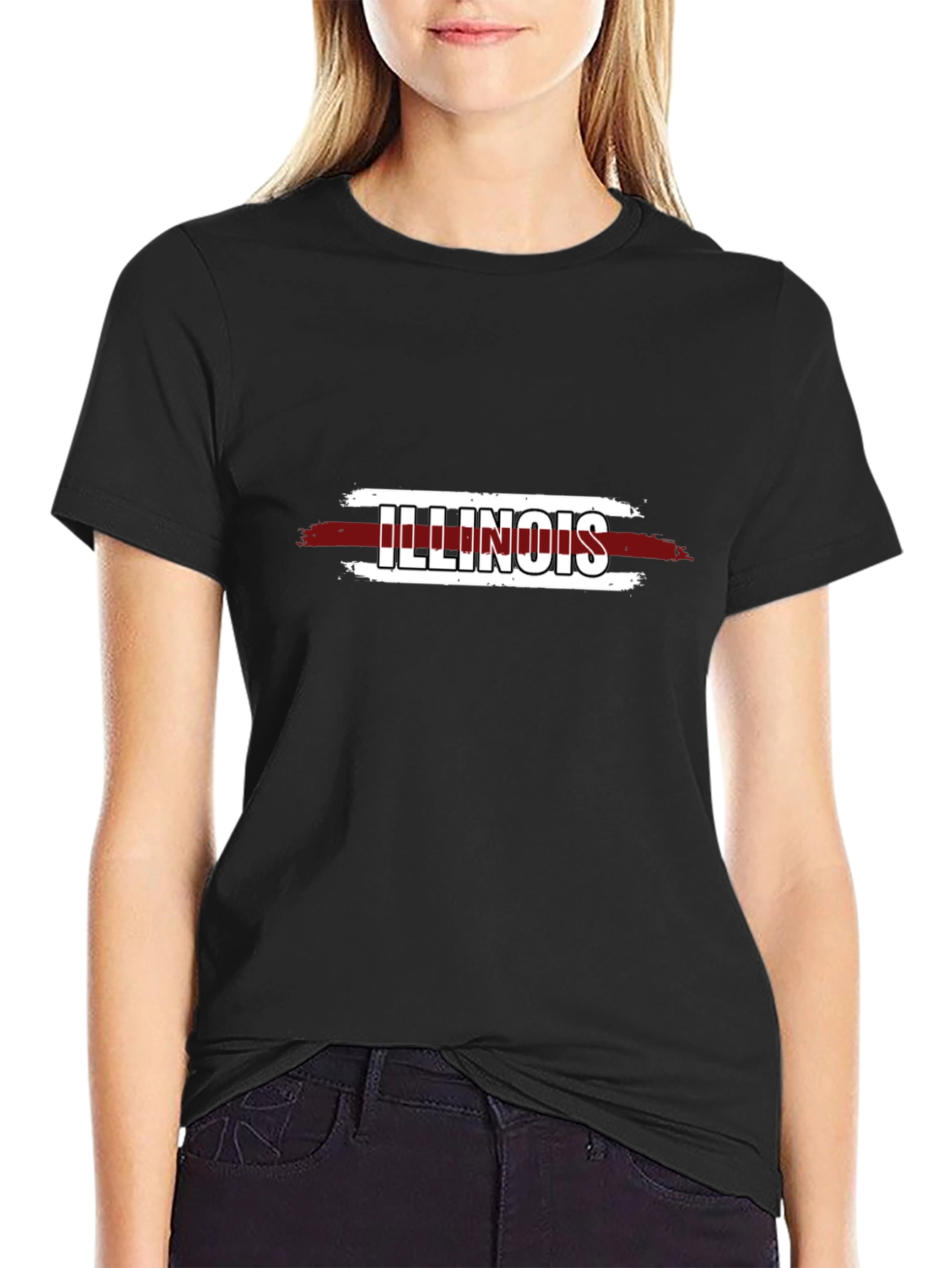 Illinois Graphic Tee - Black Cotton T-Shirt