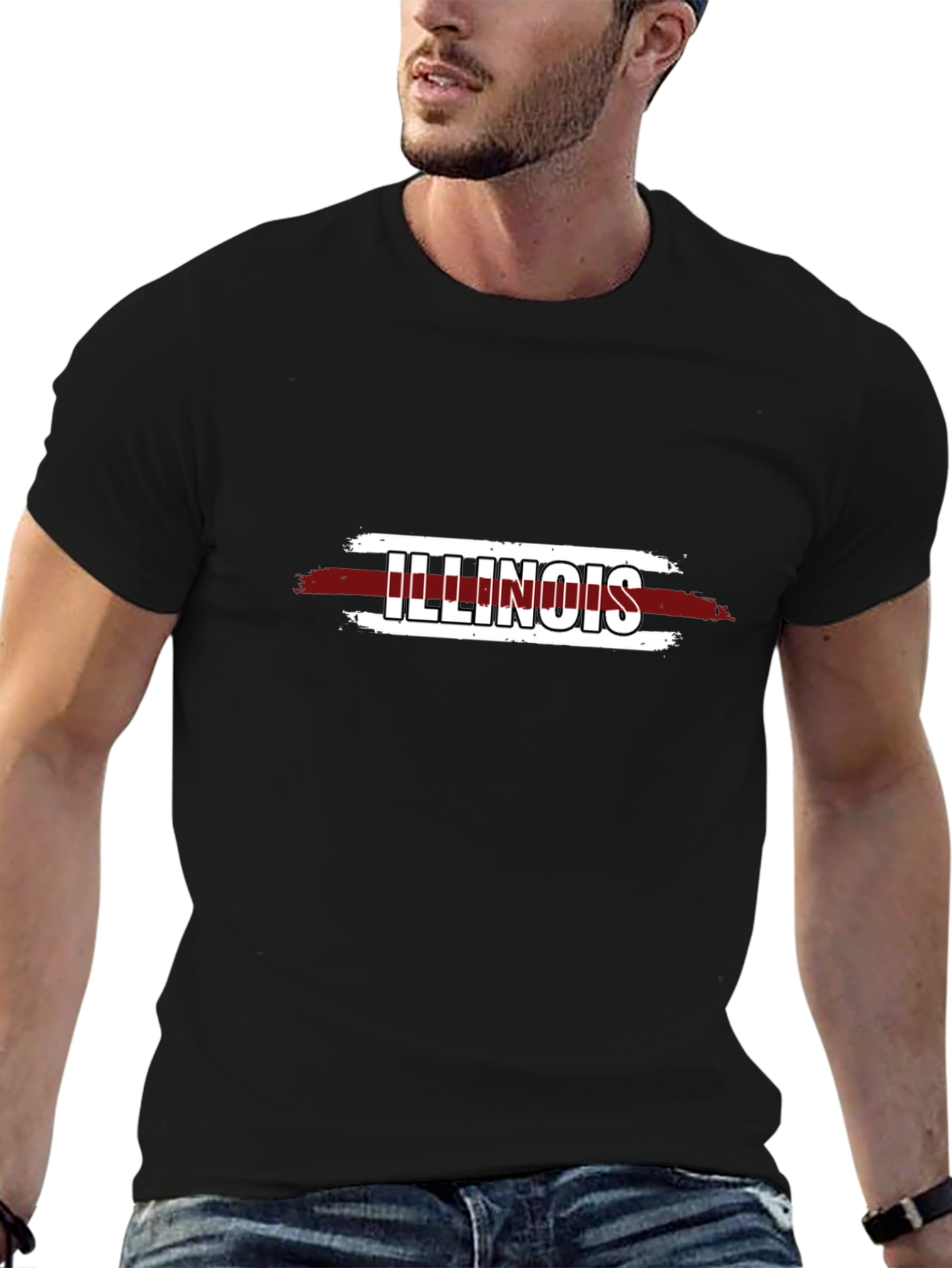 Illinois Graphic Tee - Black Cotton T-Shirt