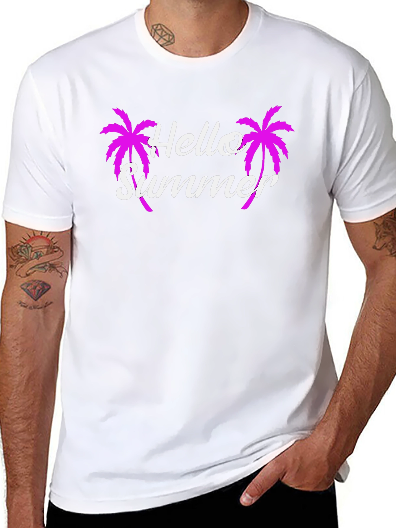 Hello Summer Palm Tree Graphic Tee