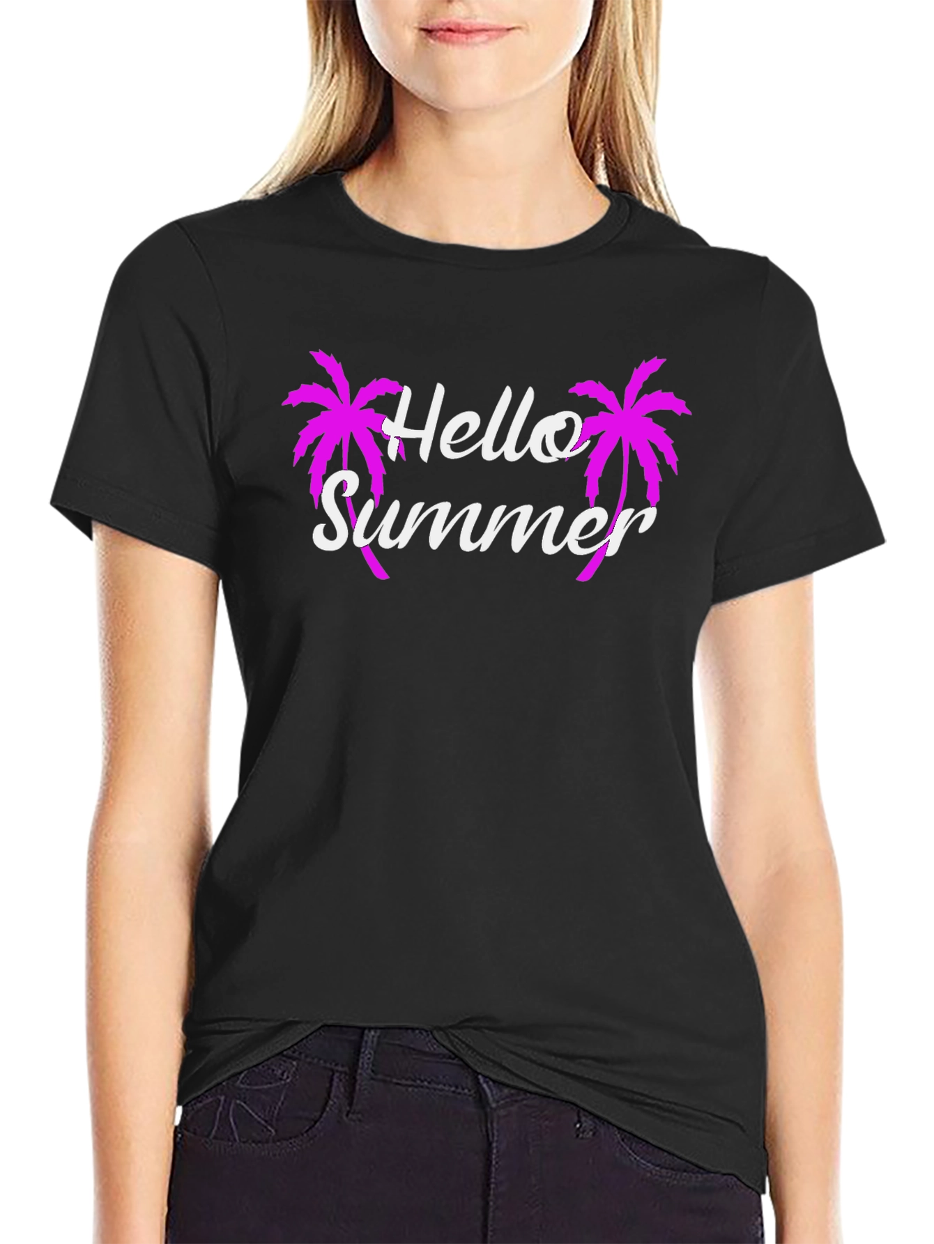 Hello Summer Palm Tree Graphic Tee