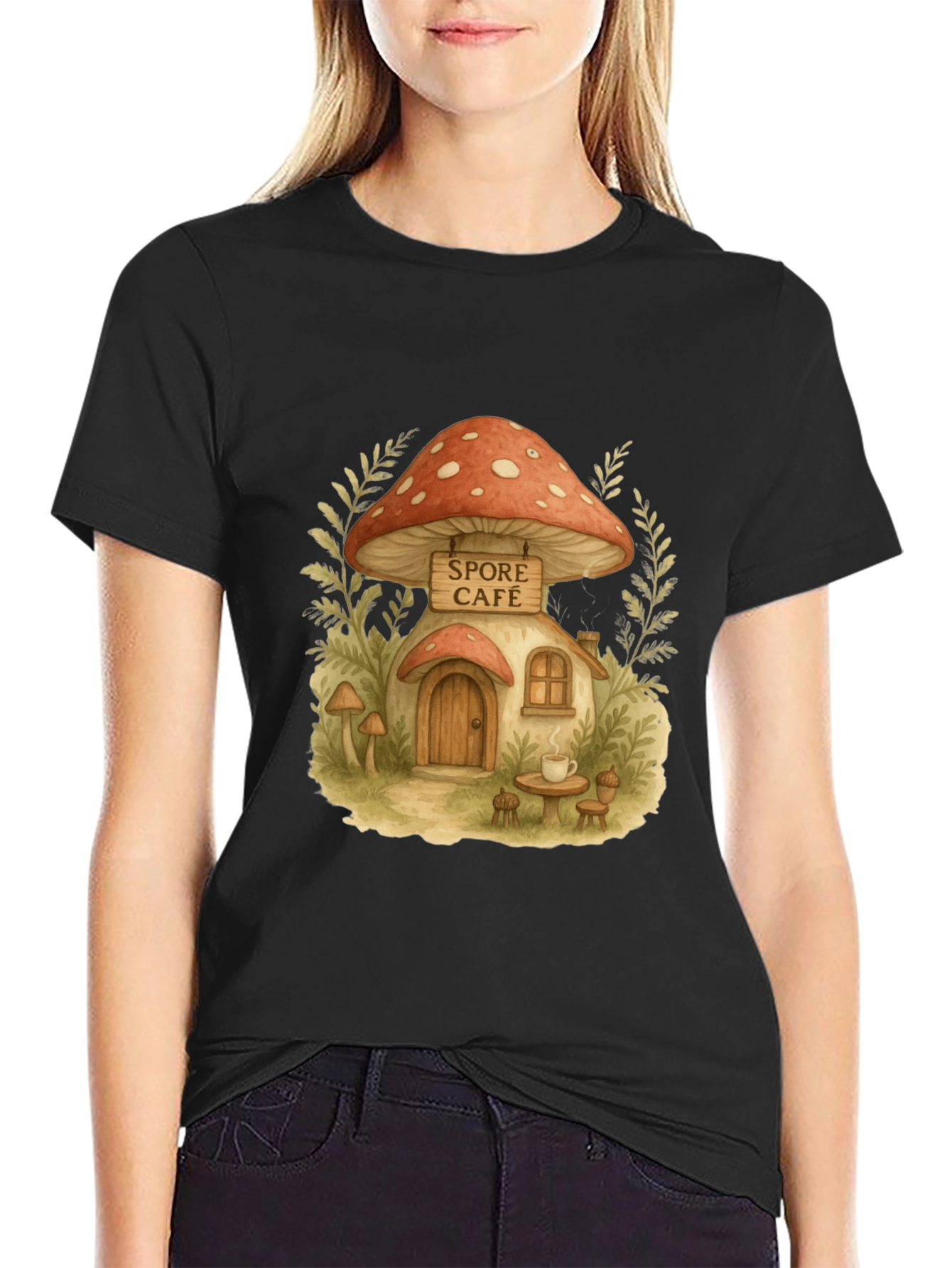 Spore Cafe Mushroom House Graphic Tee