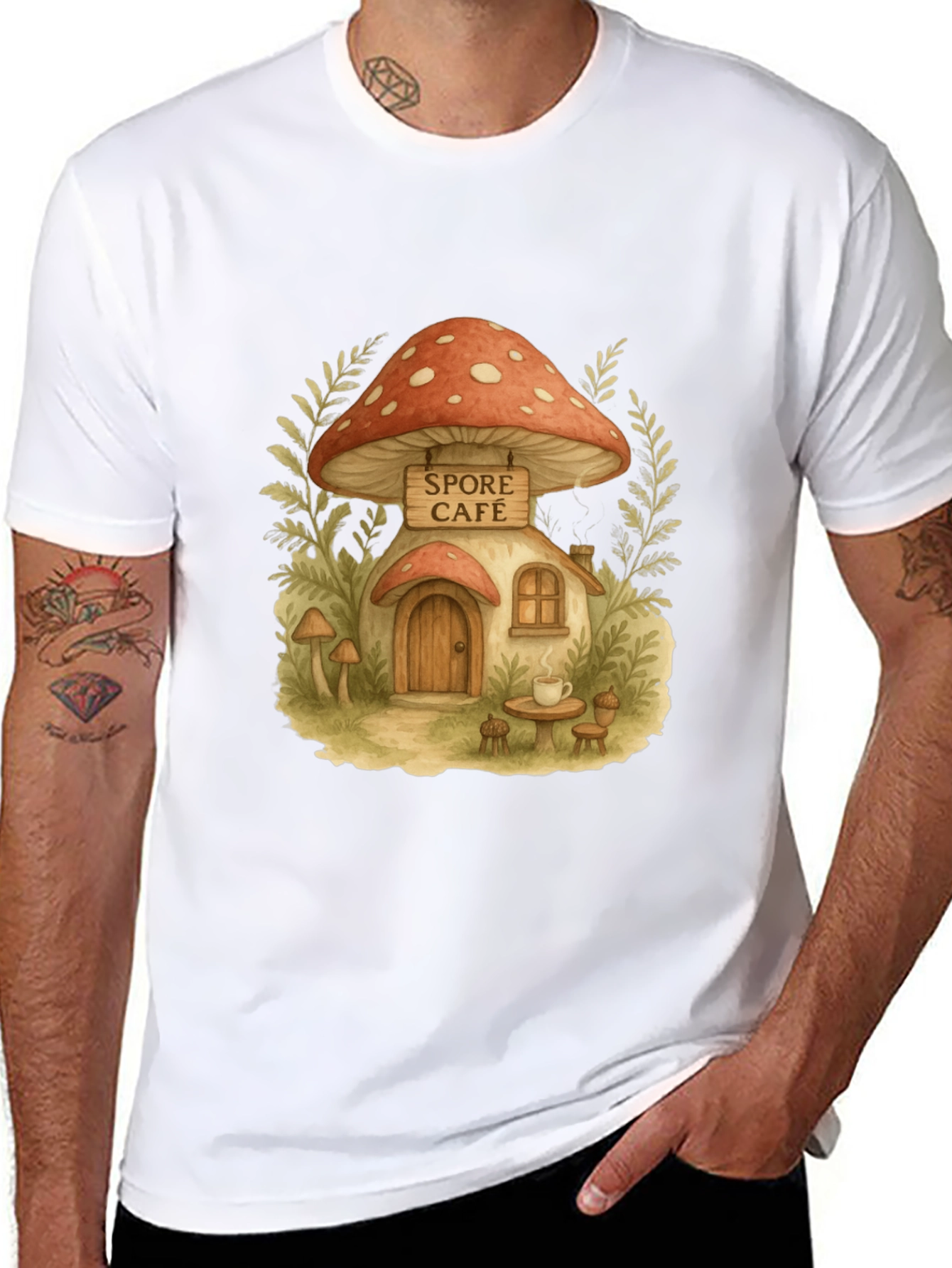 Spore Cafe Mushroom House Graphic Tee