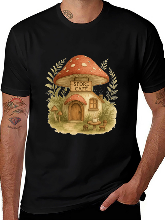 Spore Cafe Mushroom House Graphic Tee