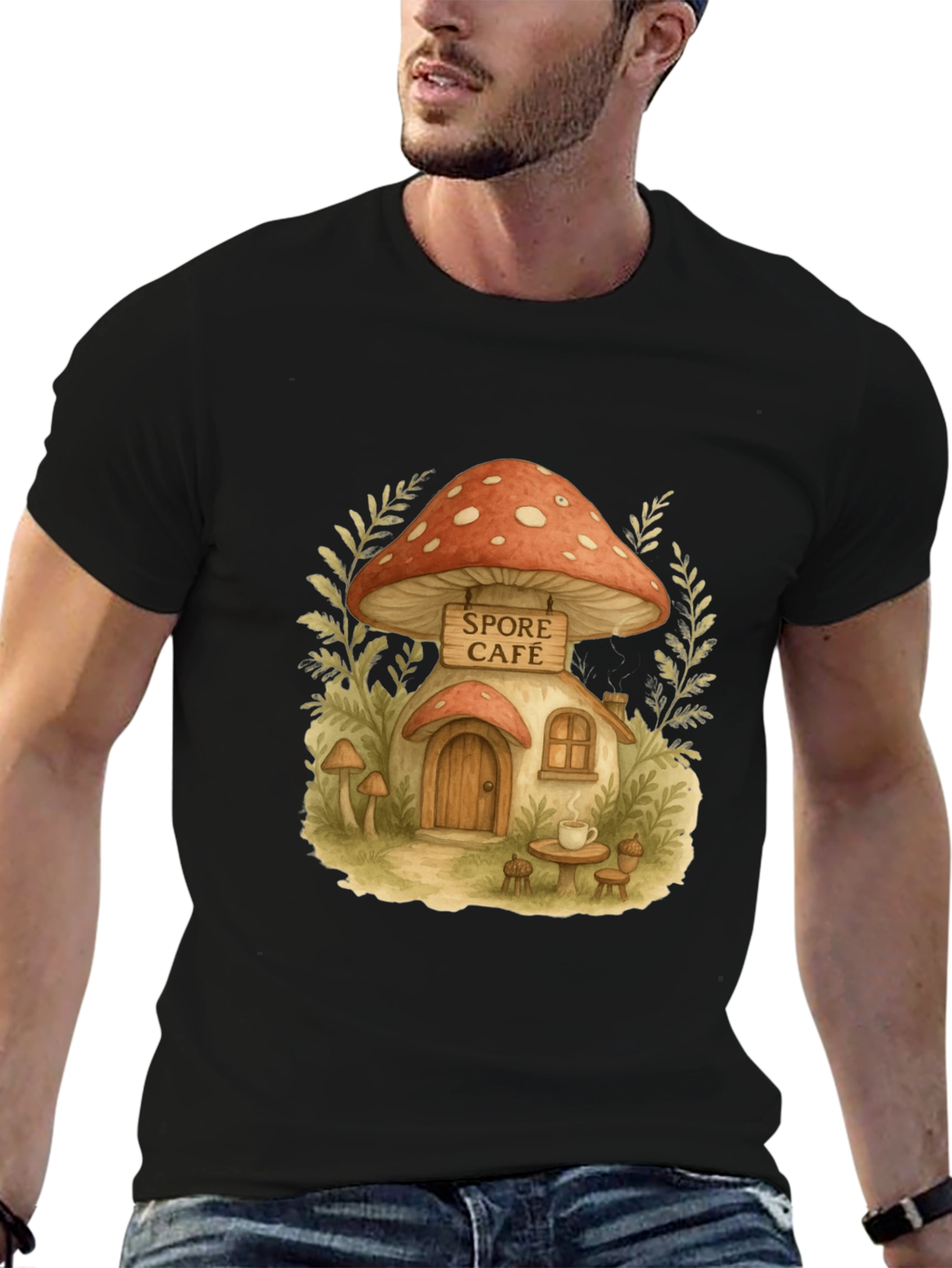 Spore Cafe Mushroom House Graphic Tee
