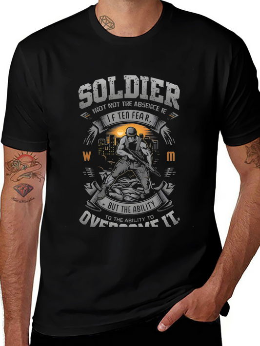 Soldier Graphic Print T-Shirt - Fear Overcome