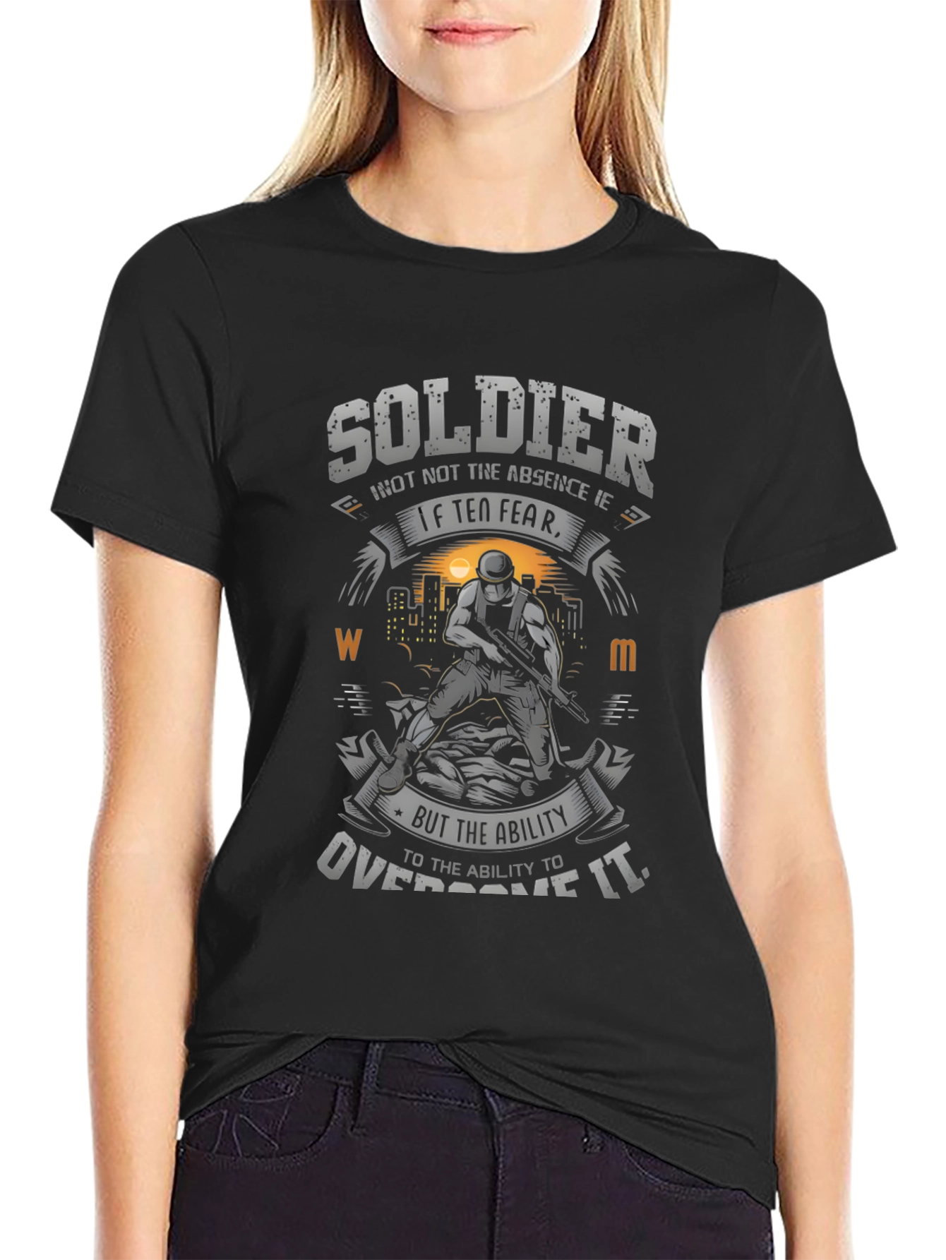 Soldier Graphic Print T-Shirt - Fear Overcome