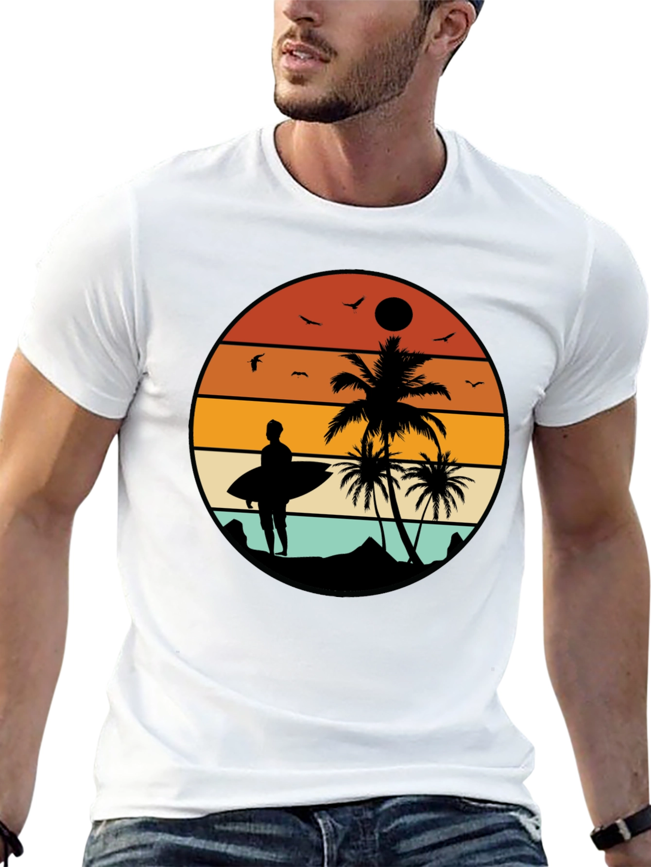 Retro Sunset Surfer T-Shirt