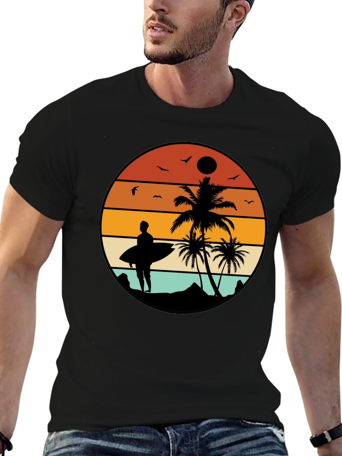 Retro Sunset Surfer T-Shirt