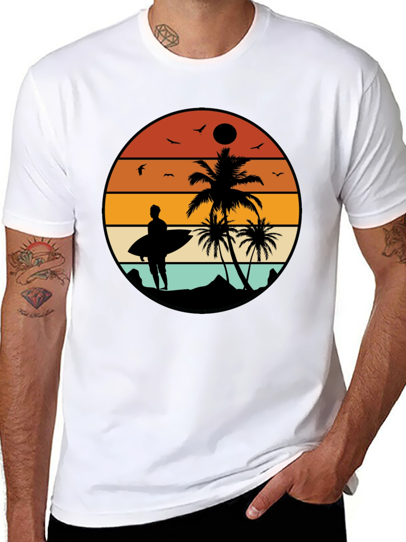 Retro Sunset Surfer T-Shirt