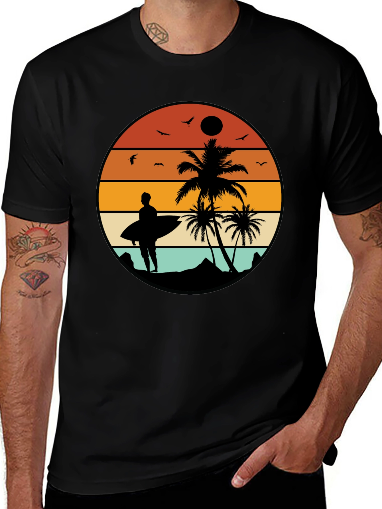 Retro Sunset Surfer T-Shirt