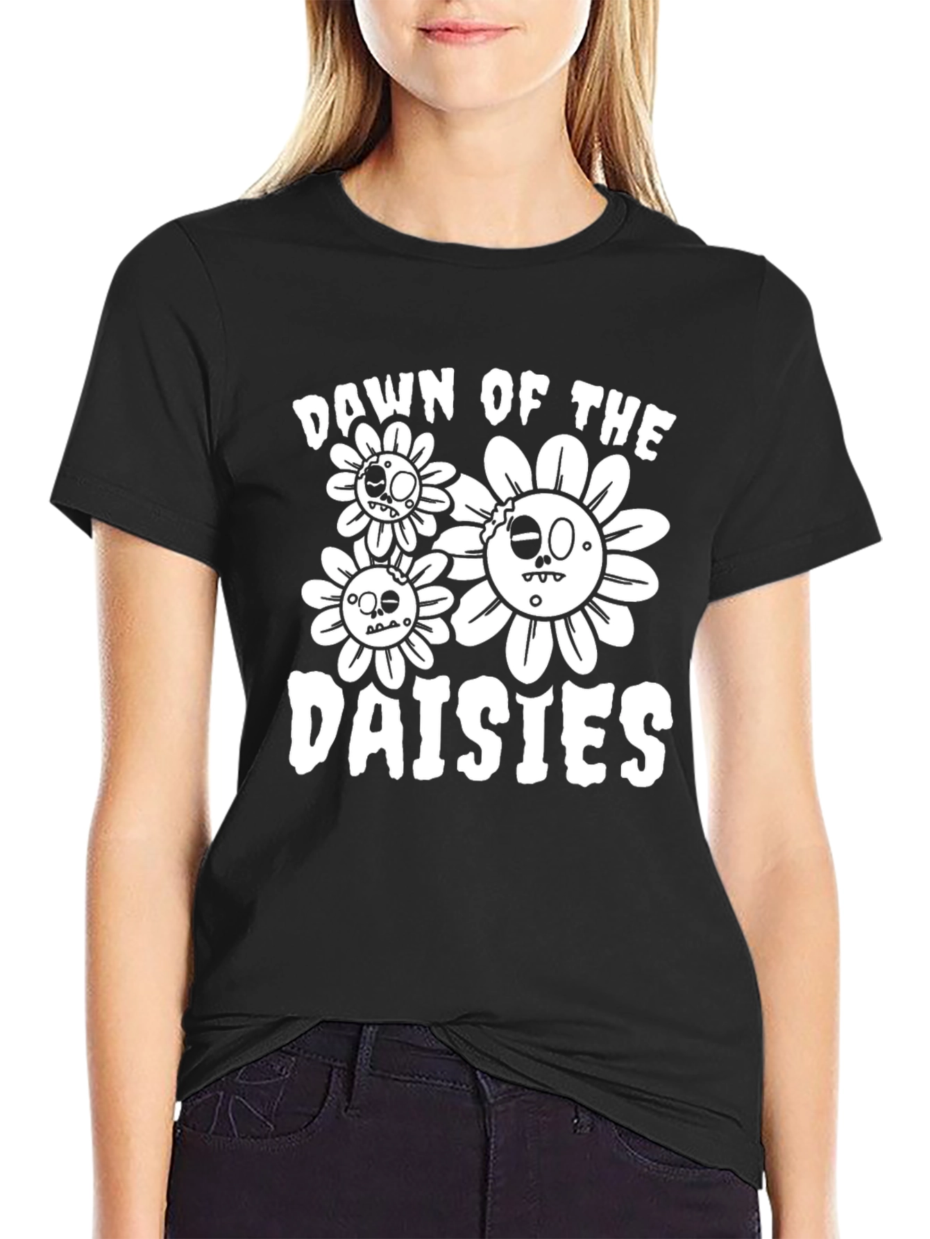 Dawn of the Daisies Graphic Tee - Black