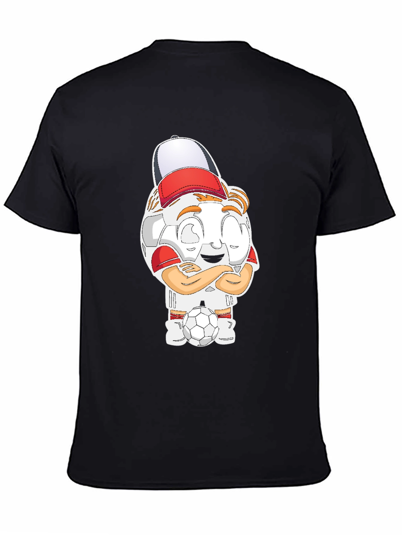 Soccer Cartoon Black T-Shirt
