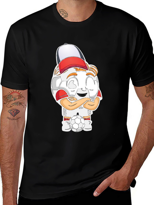 Soccer Cartoon Black T-Shirt