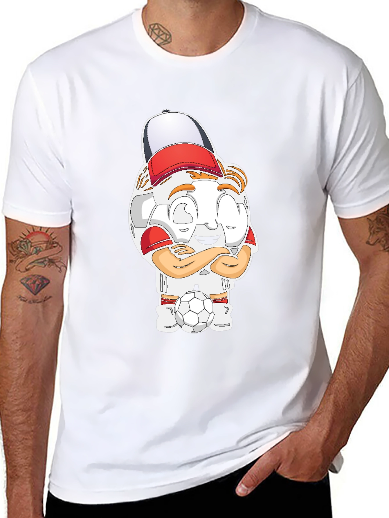 Soccer Cartoon Black T-Shirt