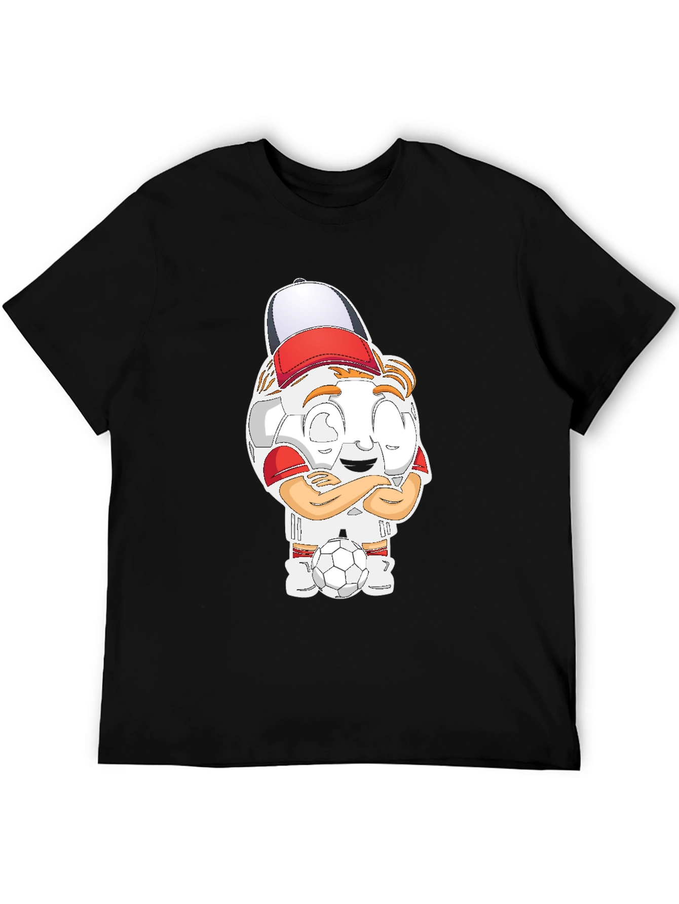 Soccer Cartoon Black T-Shirt