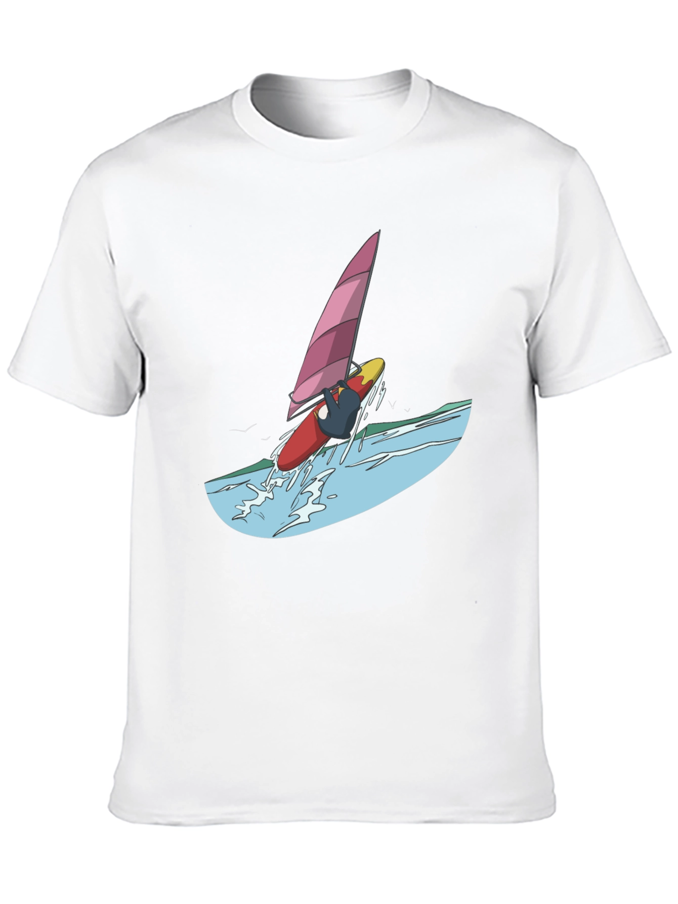 Windsurfer Graphic Tee - Black Cotton T-Shirt