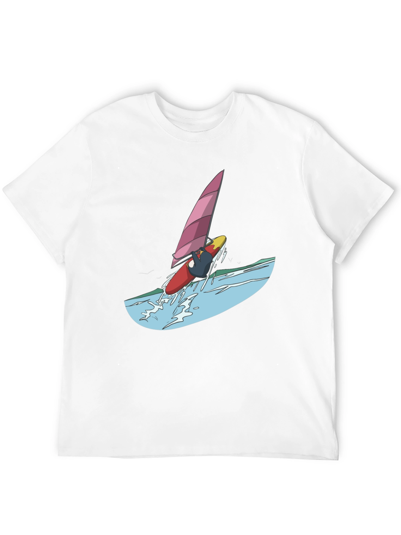 Windsurfer Graphic Tee - Black Cotton T-Shirt