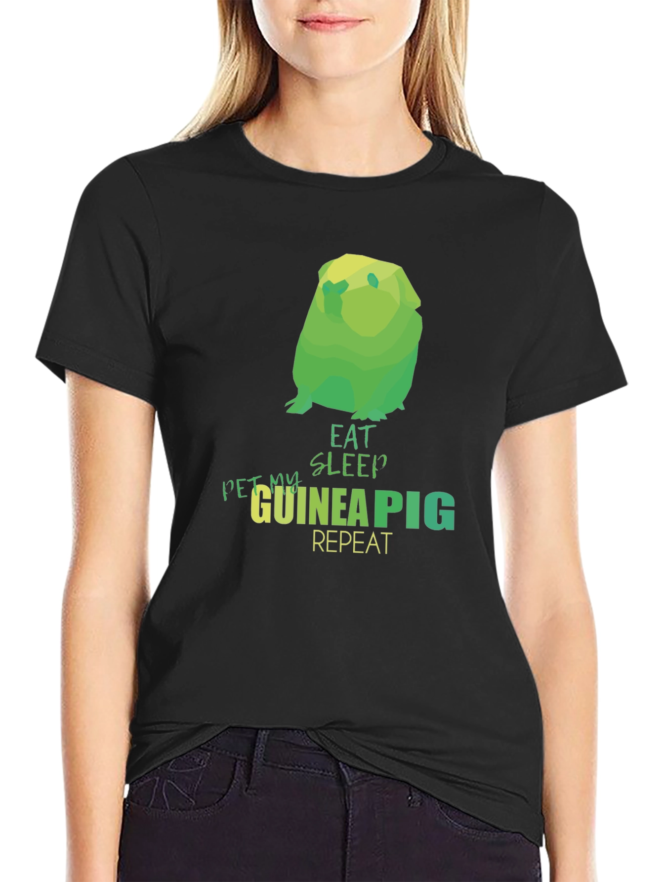 Eat Sleep Guinea Pig Repeat Black T-Shirt
