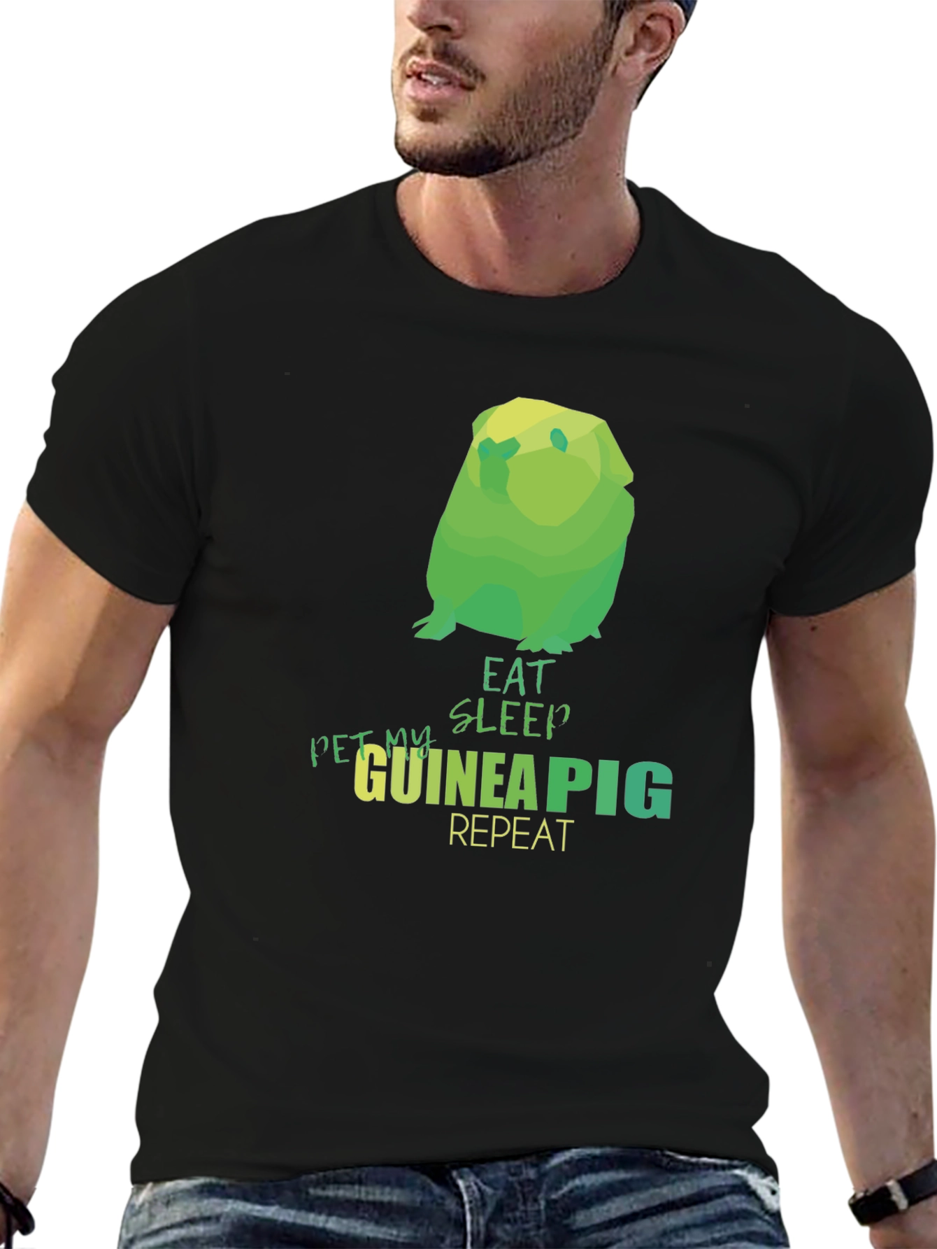 Eat Sleep Guinea Pig Repeat Black T-Shirt