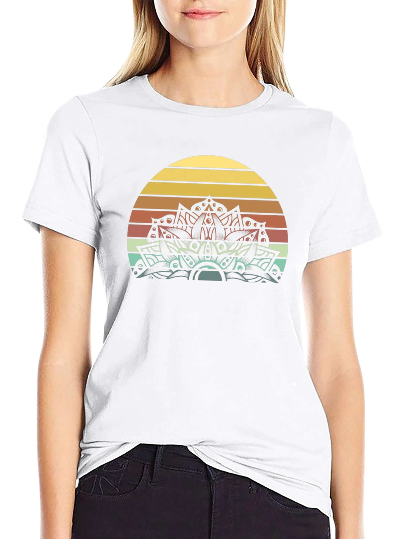 Retro Sunset Mandala Graphic Tee