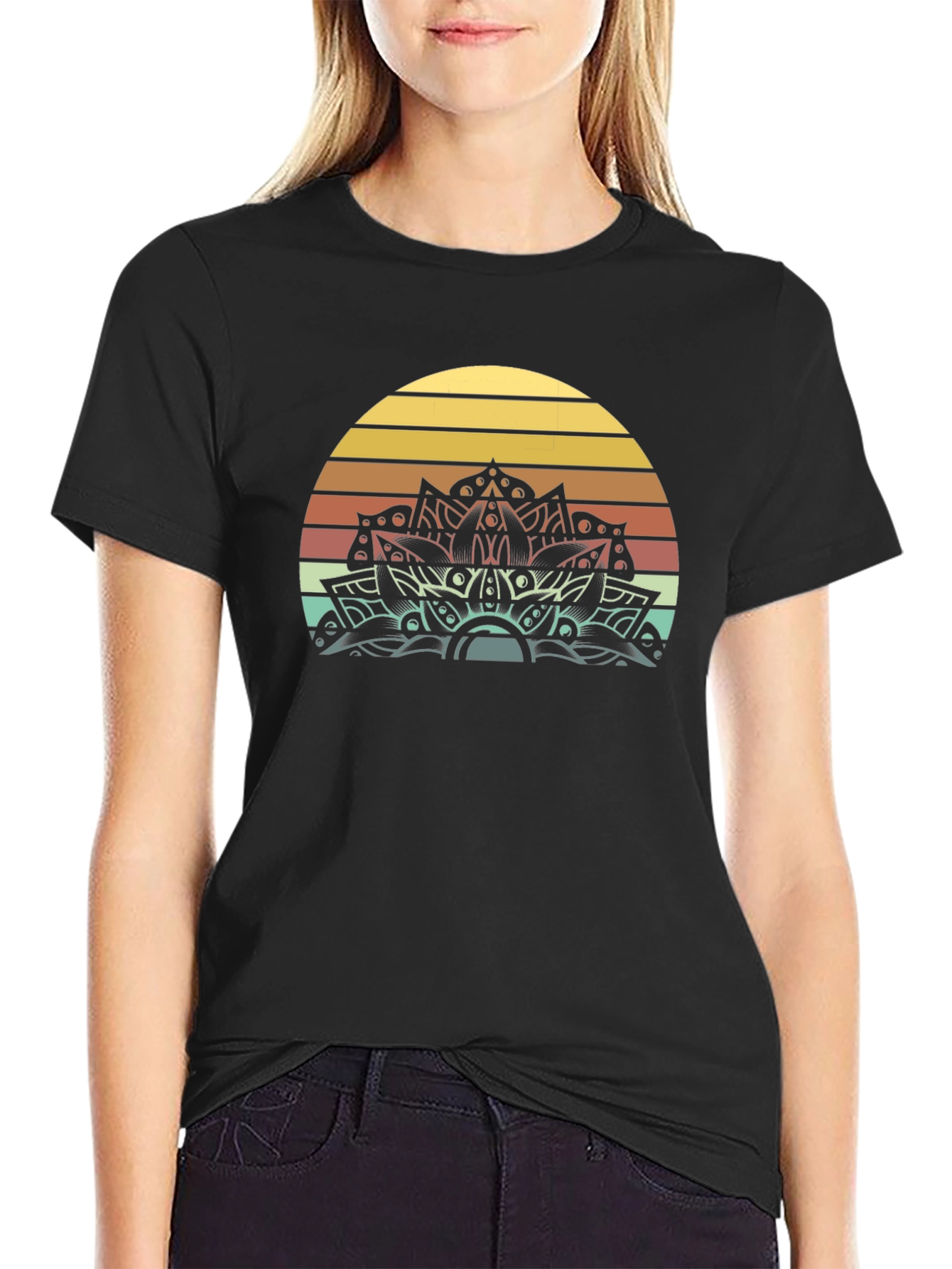 Retro Sunset Mandala Graphic Tee