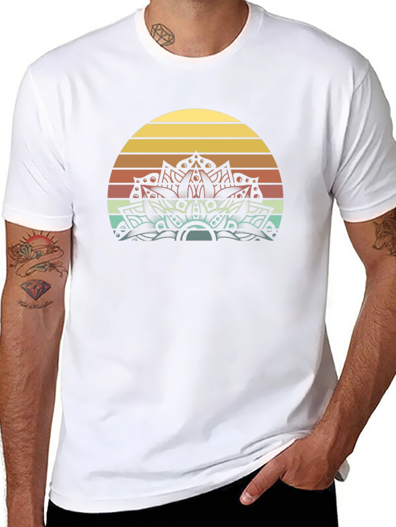 Retro Sunset Mandala Graphic Tee