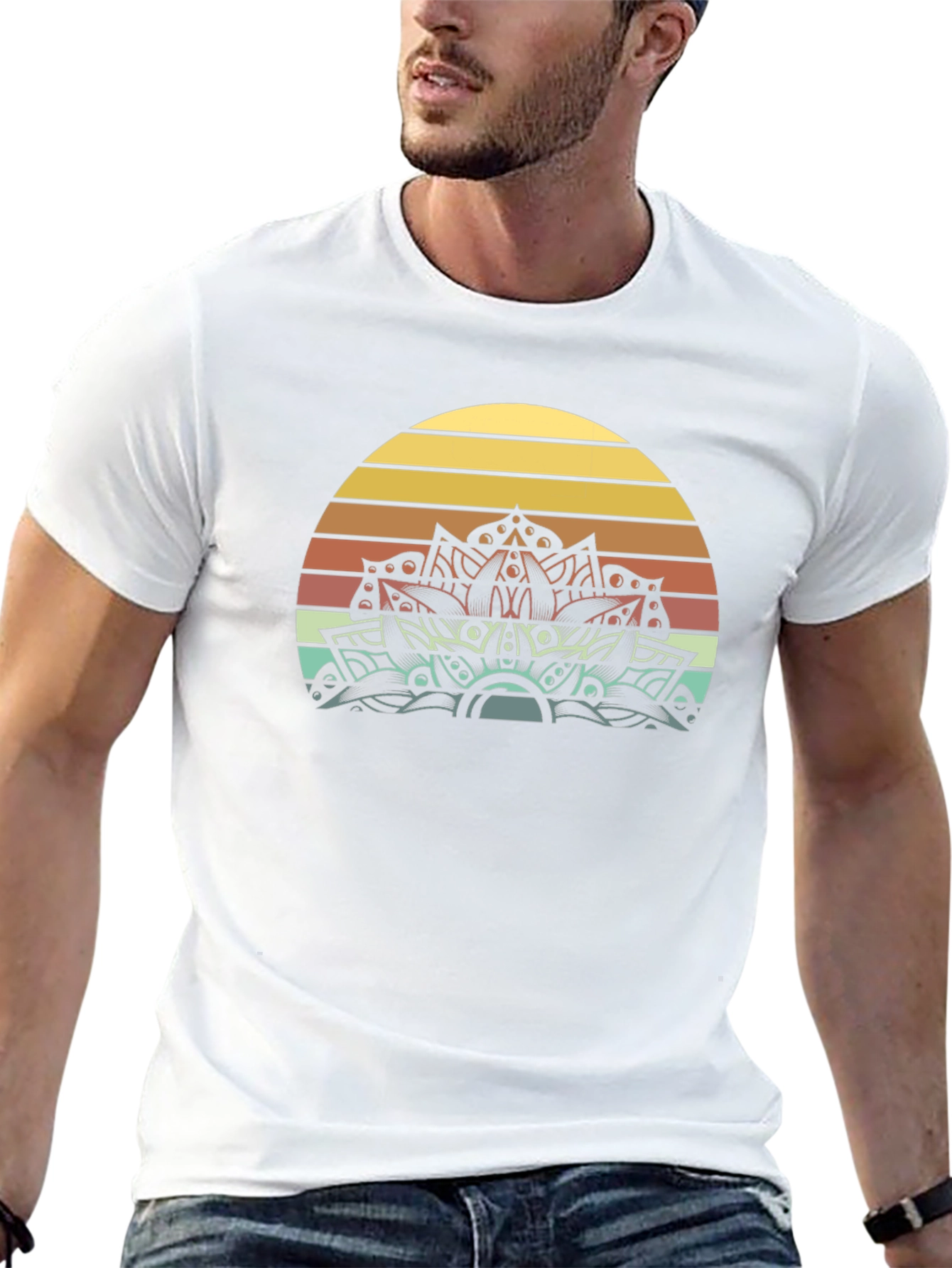 Retro Sunset Mandala Graphic Tee