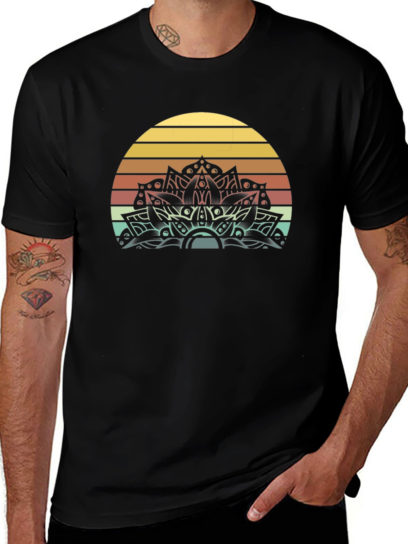 Retro Sunset Mandala Graphic Tee