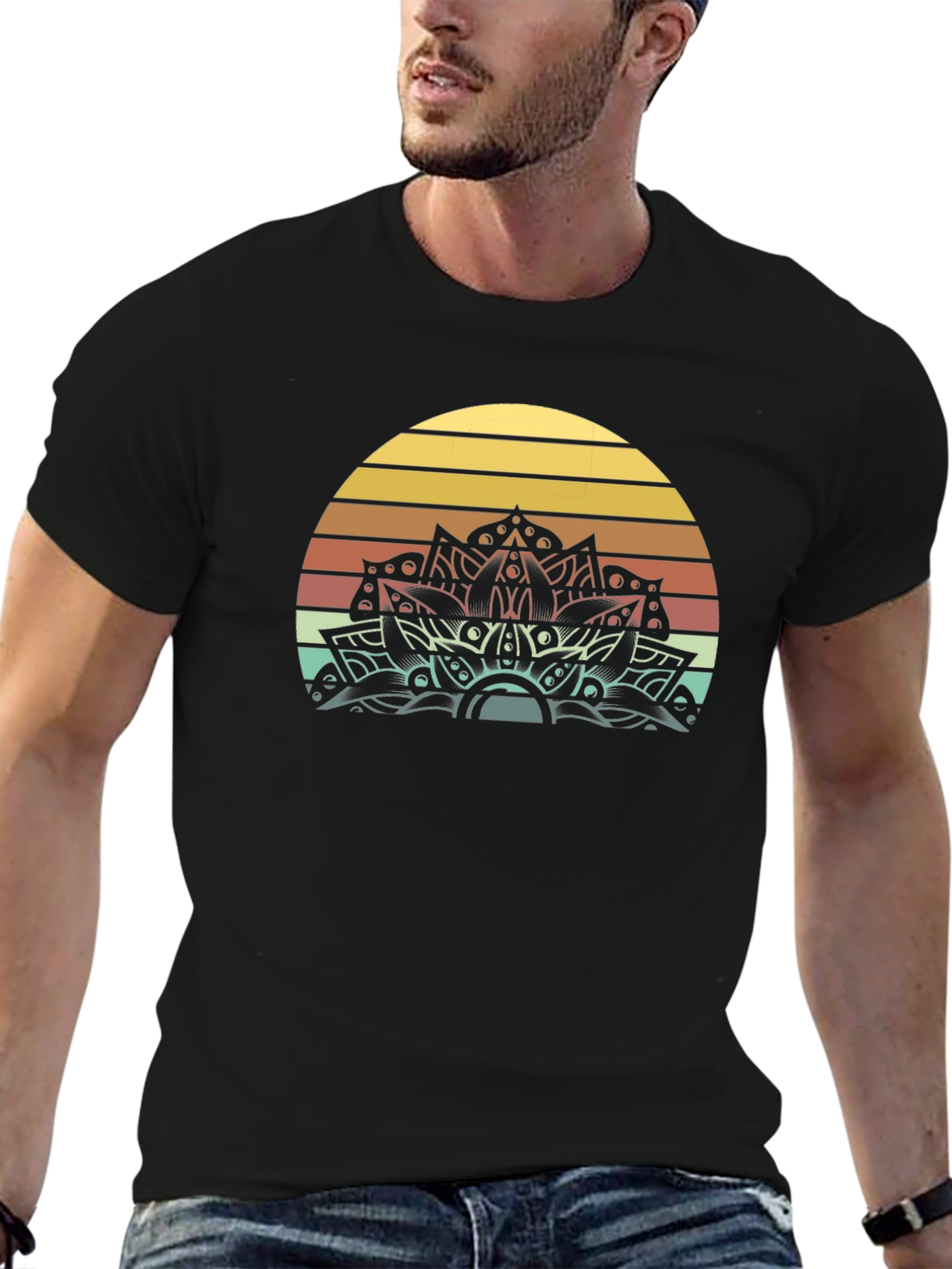 Retro Sunset Mandala Graphic Tee