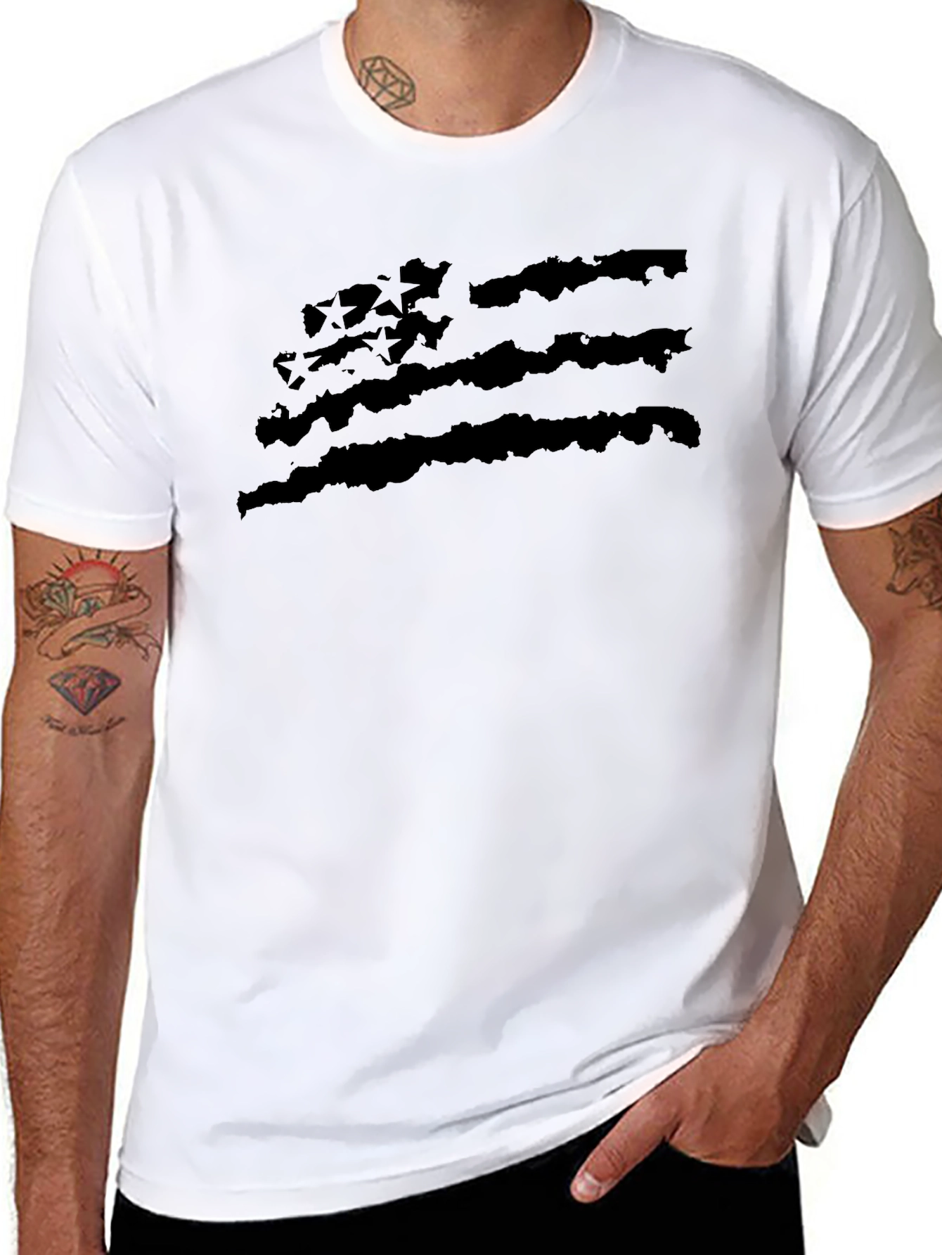 Distressed American Flag Black T-Shirt